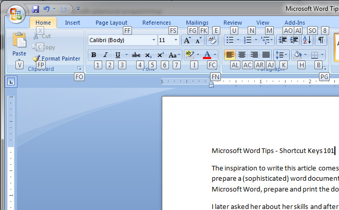 how to make format hot keys in word